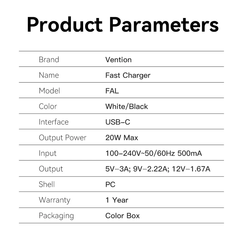 Venion 1-Port USB-C Wall Charger 20W EU-Plug - Image 10