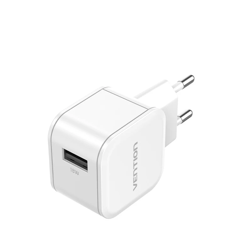 Vention 1-Port USB Wall Charger (18W) EU-Plug Black - Image 2