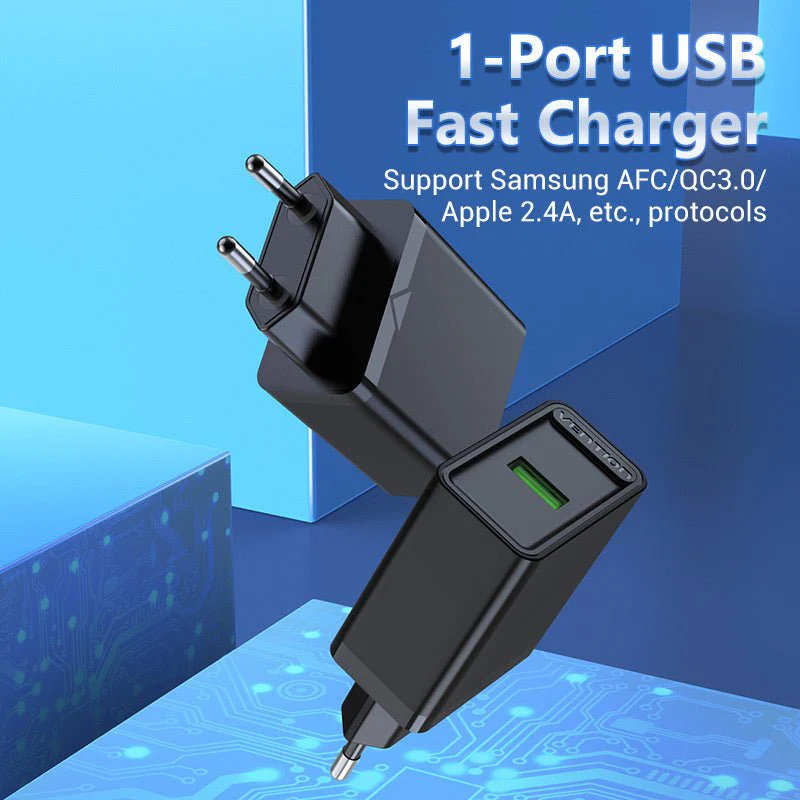 Vention 1-Port USB Wall Charger 18W EU-Plug - Image 2