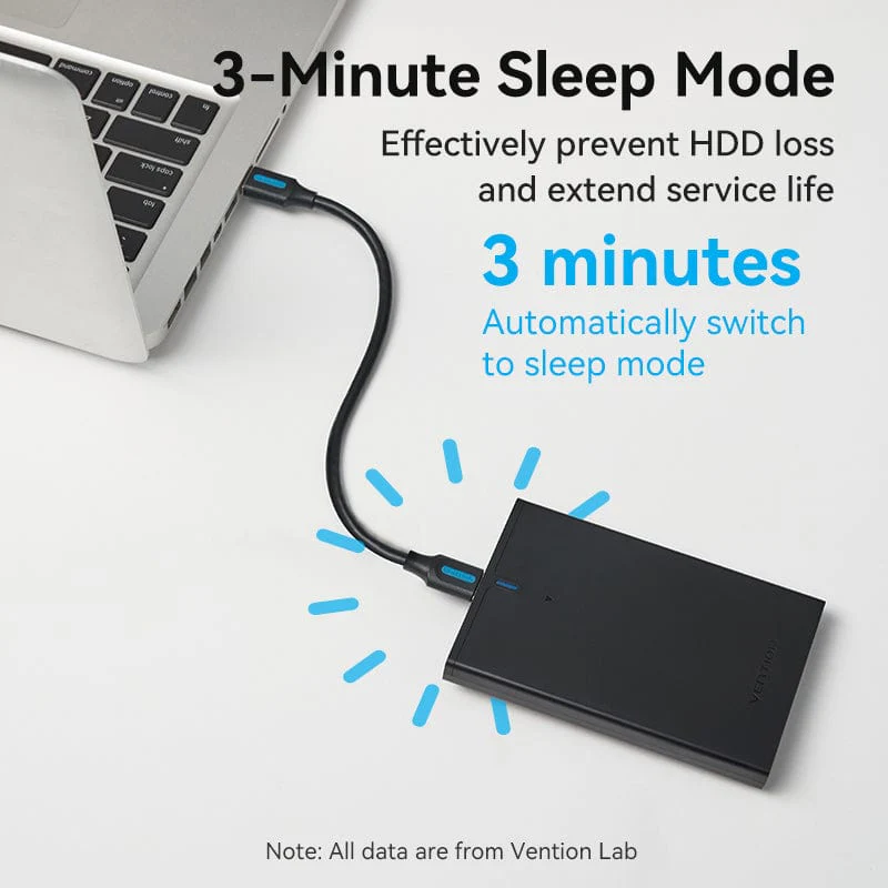 Vention 2.5 Inch SATA Hard Drive Enclosure (USB 3.0 Micro-B) Black - Image 3