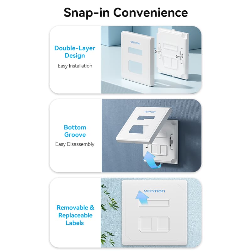 Vention 2-Port Keystone Jack Wall Plate - Image 5