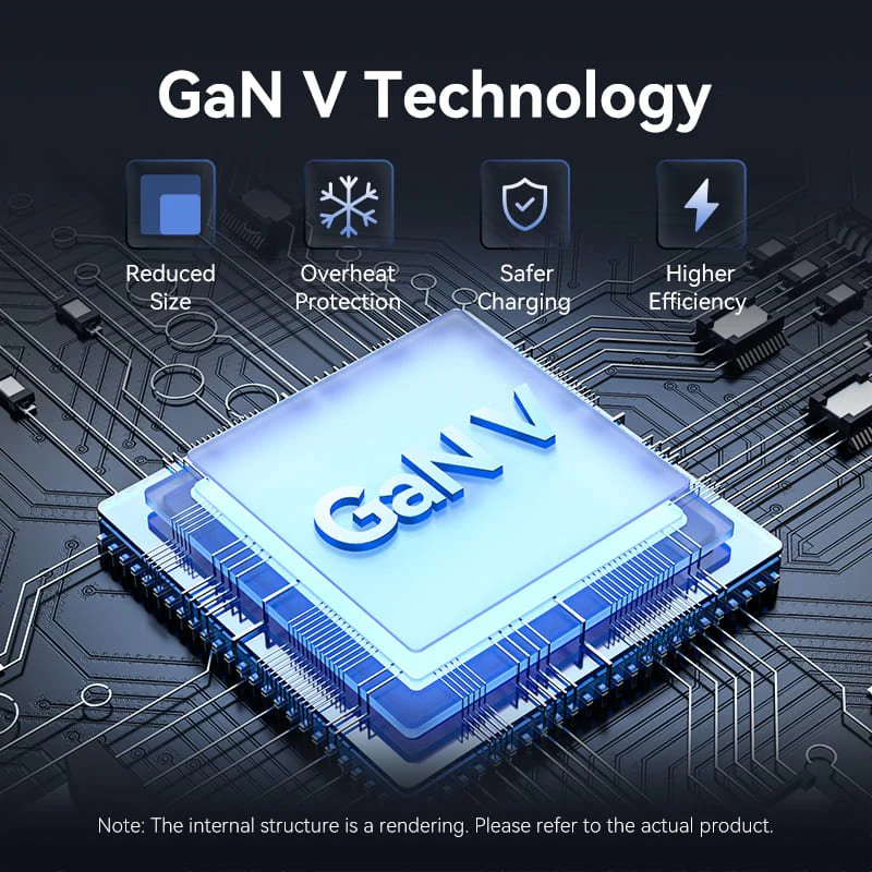 Vention 2-Port USB (C + A) GaN Charger (30W/18W) Gray with USB-C to USB-C Cable (1M) Black EU-Plug - Image 4