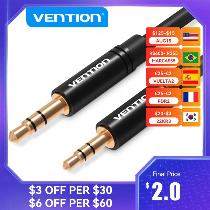 Vention 3.5 to 2.5 Aux Cable Jack 3.5 mm to Jack 2.5 mm Audio Cable Jack 3.5 for Headphone Aux Speaker Connector Cord 2.5 to 3.5 - Image 7