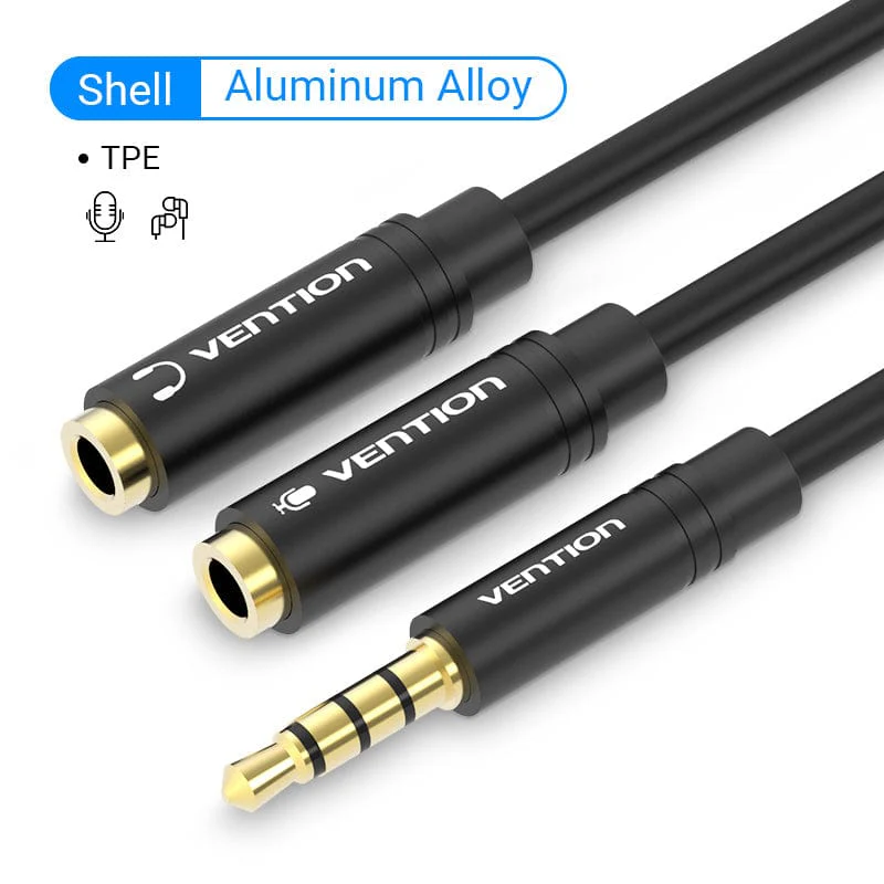 Vention 3.5mm Audio Splitter Extension Cable Jack 3.5mm 1 Male to 2 Female Mic Y Splitter for Laptop Headphone Aux Cable Adapter - Image 2