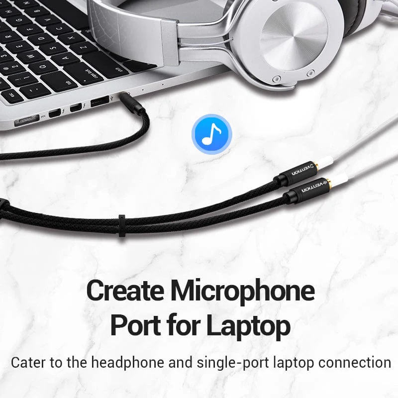 Vention 3.5mm Audio Splitter Extension Cable Jack 3.5mm 1 Male to 2 Female Mic Y Splitter for Laptop Headphone Aux Cable Adapter - Image 5