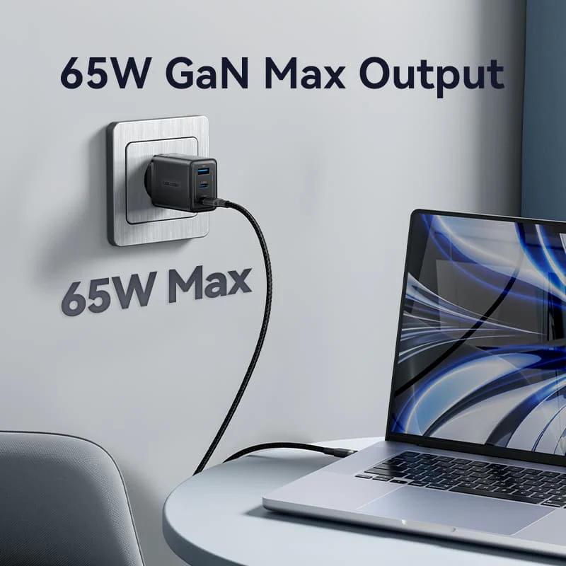 Vention 3-Port USB (C+C+A) GaN Charger (65W/65W/60W) EU-Plug - Image 5