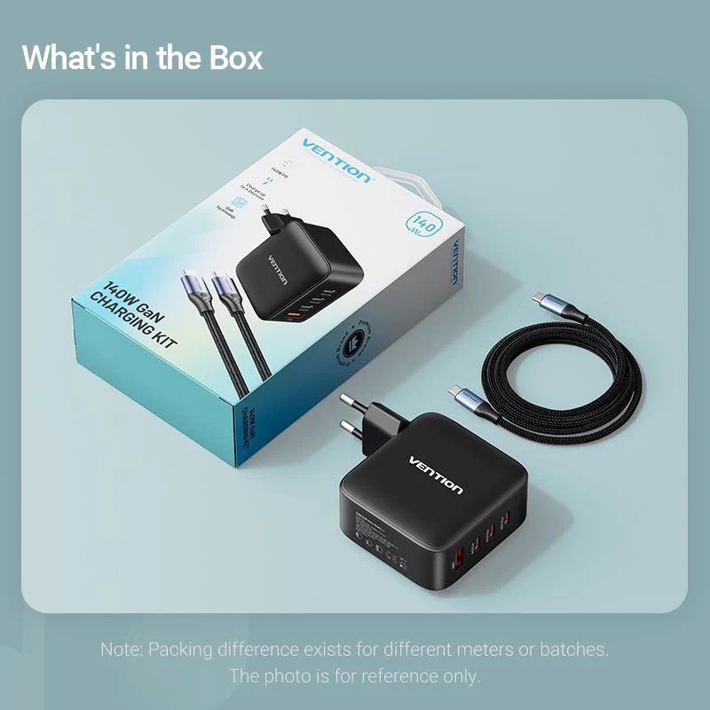 Vention 4-Port USB (C + C + C + A) GaN Charging Kit (140W/140W/30W/30W) EU-Plug - Image 16