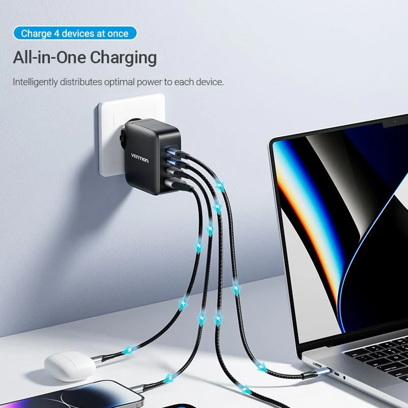 Vention 4-Port USB (C + C + C + A) GaN Charging Kit (140W/140W/30W/30W) EU-Plug - Image 8