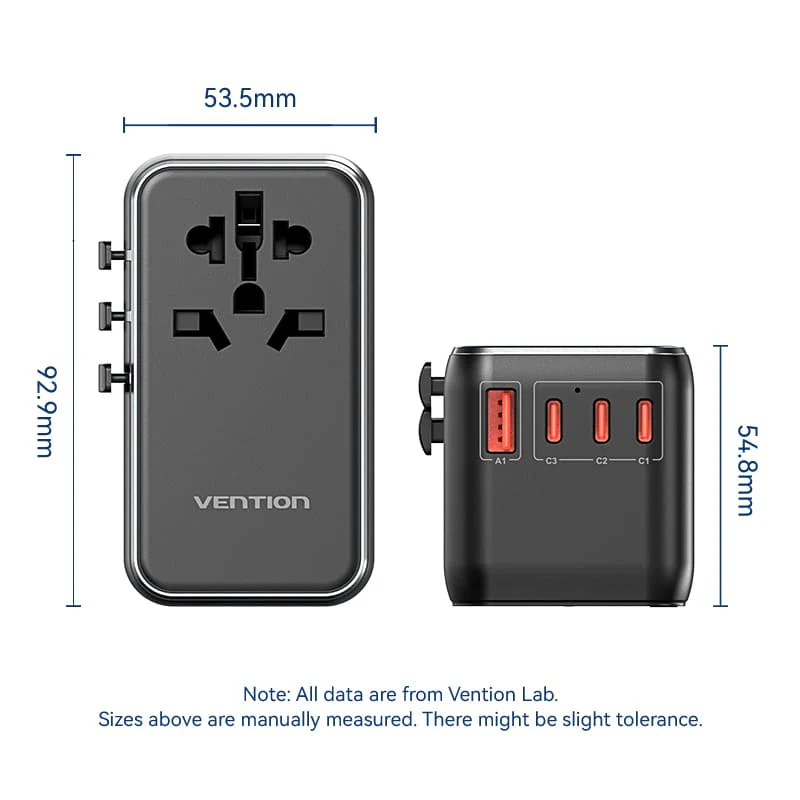 Vention 4-Port USB (C+C+A+A) GaN Universal Travel Adapter (100W/100W/20W/18W) - Image 16