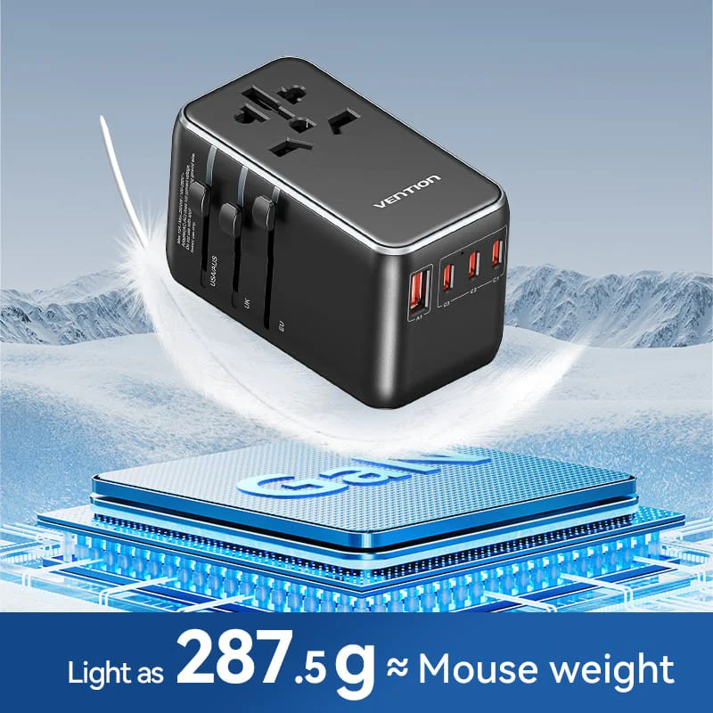 Vention 4-Port USB (C+C+A+A) GaN Universal Travel Adapter (100W/100W/20W/18W) - Image 4
