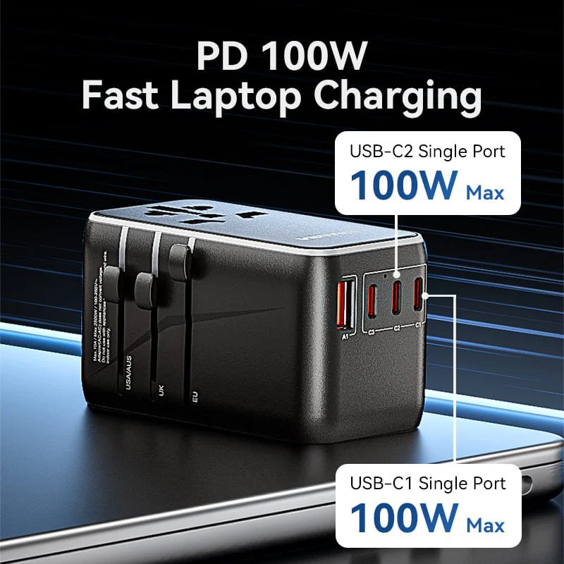 Vention 4-Port USB (C+C+A+A) GaN Universal Travel Adapter (100W/100W/20W/18W) - Image 6