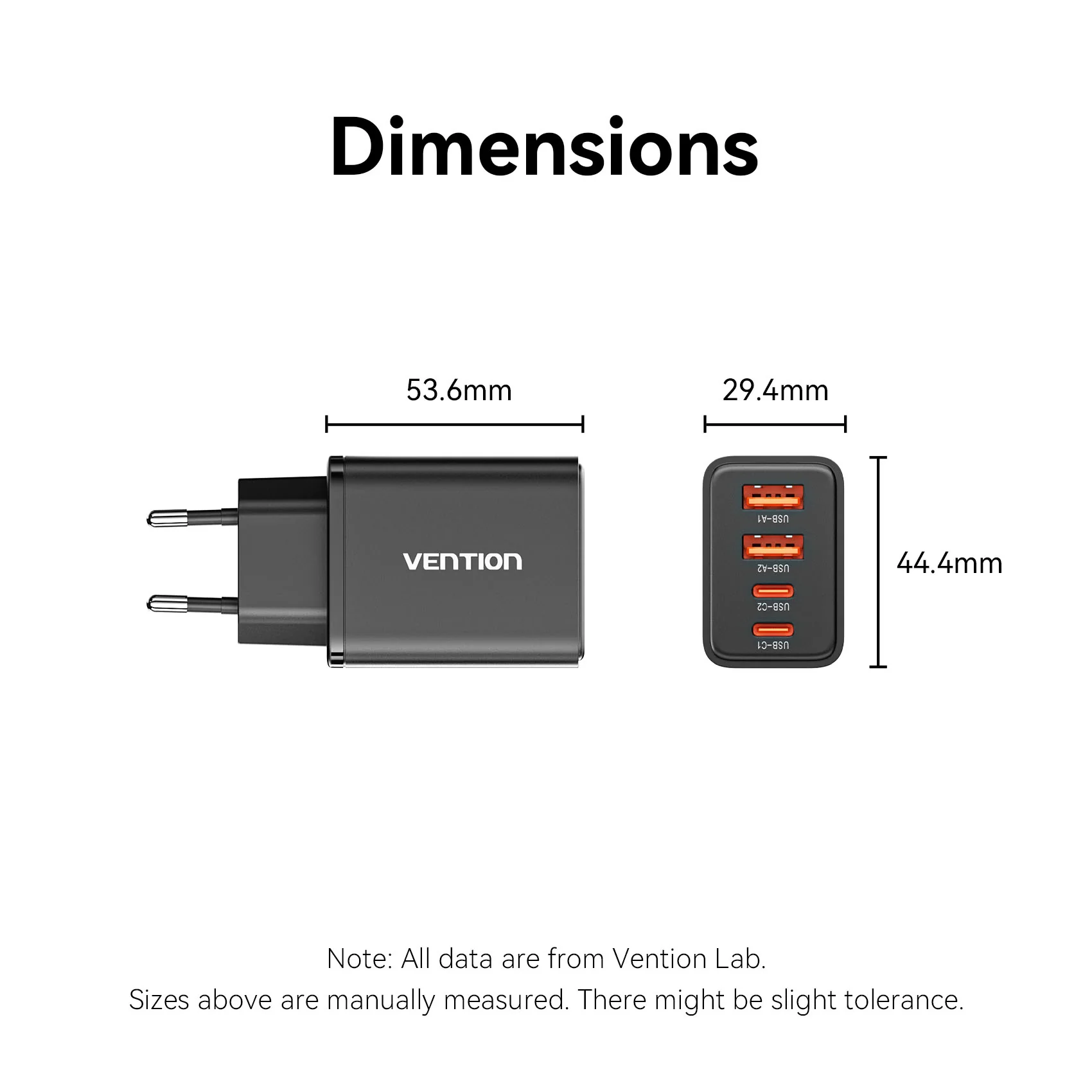 Vention 4-Port USB (C + C + A + A) GaN Charger (30W/20W/18W/18W) EU-Plug - Image 15