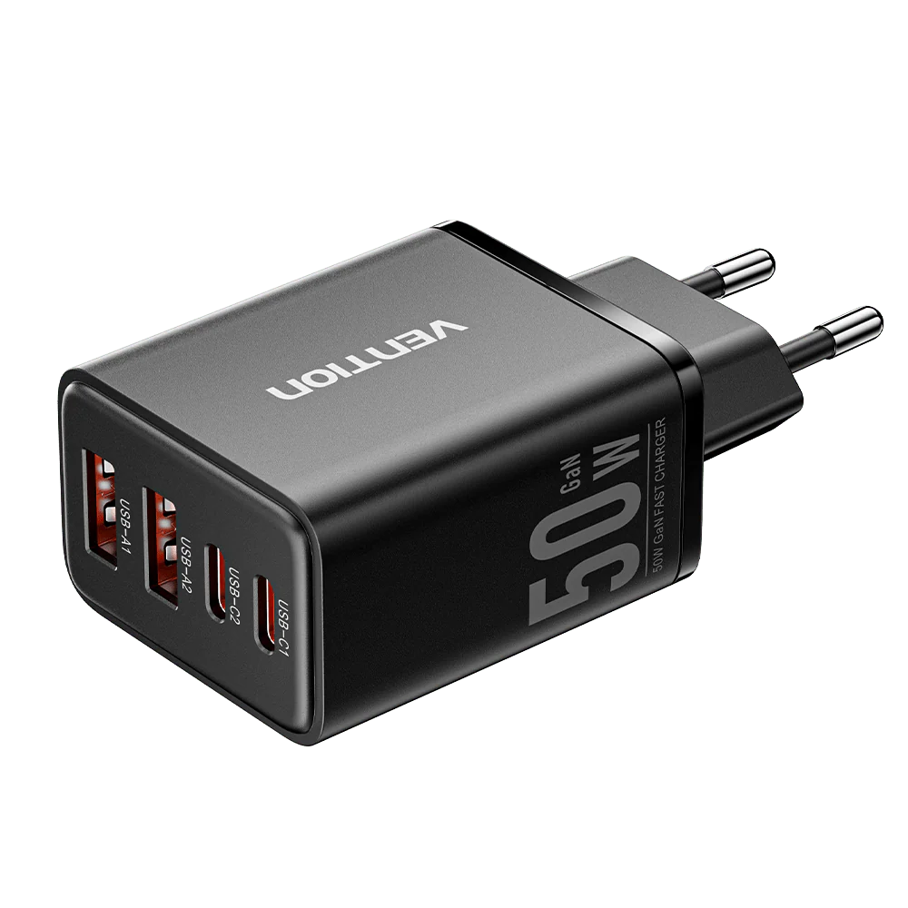 Vention 4-Port USB (C + C + A + A) GaN Charger (30W/20W/18W/18W) EU-Plug - Image 2