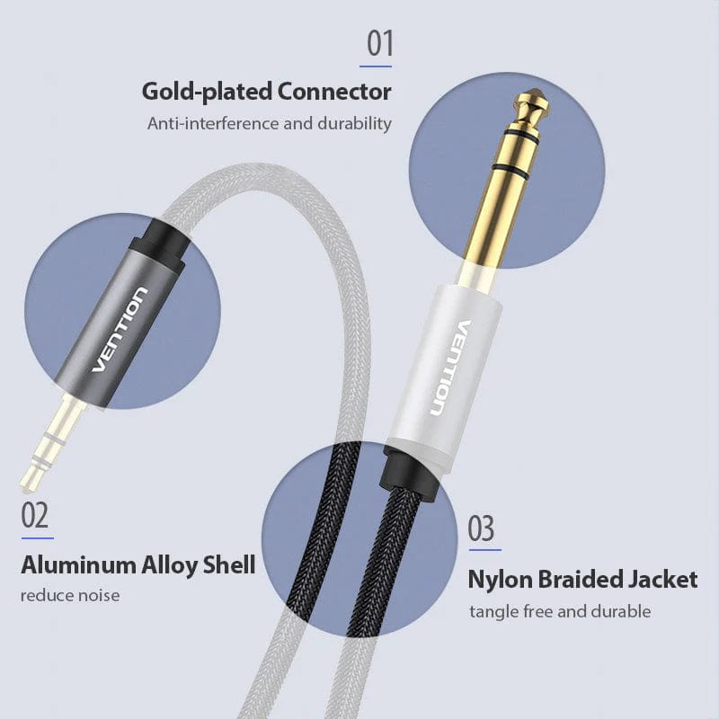 Vention 6.5 to 3.5 Jack Aux Cable Adapter for Speaker Guitar Amplifier TRS Audio Cable Jack 3.5mm to 6.5mm Audio Cable Auxiliar - Image 6