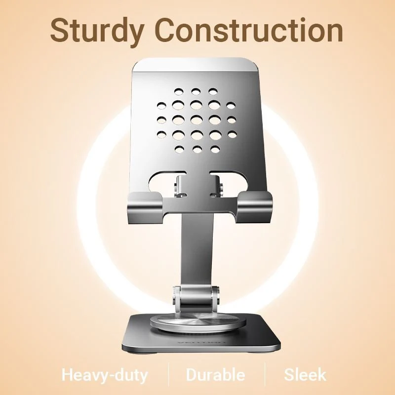 Vention Articulating Desk Phone Stand with 360° Rotatable Base Gray Aluminium Alloy Type - Image 7