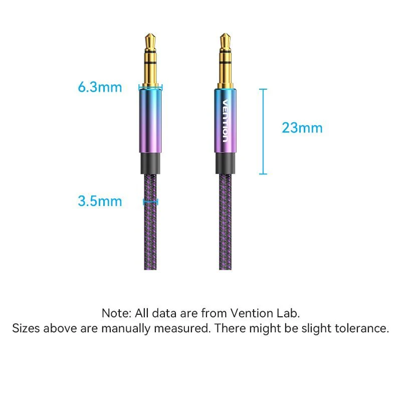 Vention Cotton Braided 3.5mm Male to Male Audio Cable 0.5/1/1.5/2/3/5M Purple Aluminum Alloy Type - Image 12