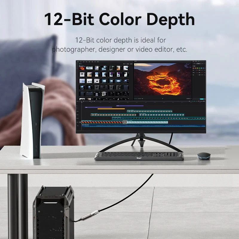 Vention Cotton Braided DP Male to HDMI™ Female 8K Converter 0.25M Black Zinc Alloy Type - Image 7