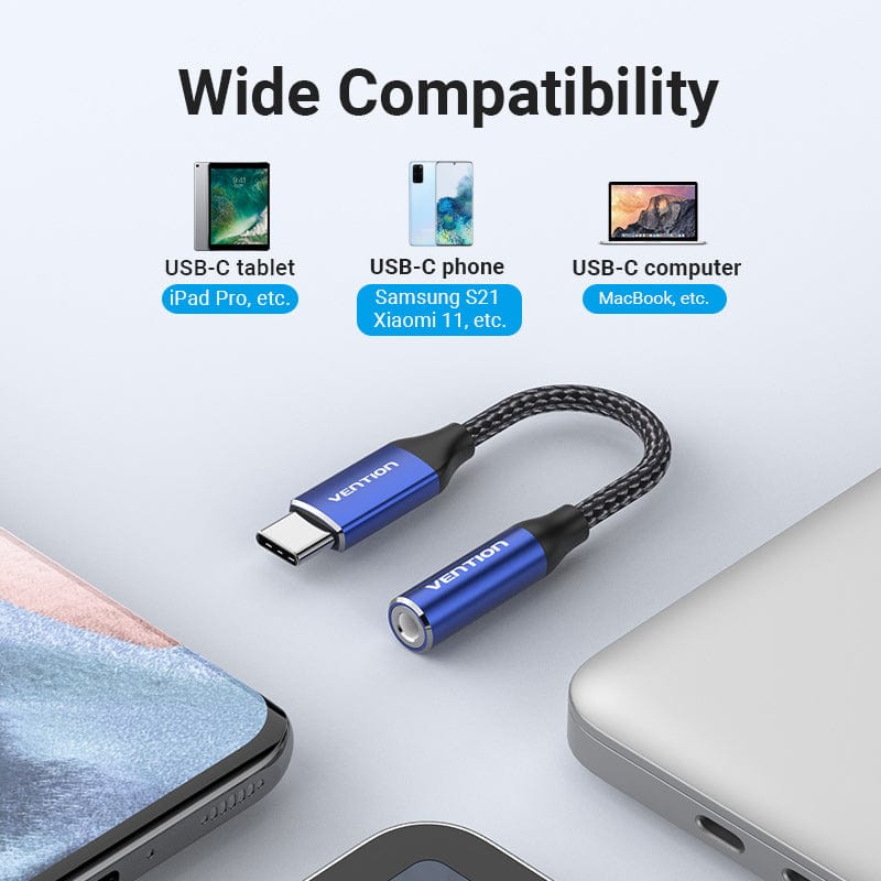 Cotton Braided USB-C Male to 3.5mm Female Audio Cable(DAC) 0.1M Blue Aluminum Alloy Type - Image 12