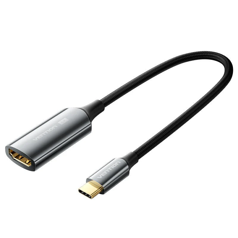 Vention Cotton Braided USB-C to HDMI™ 4K Converter 0.25M Black Zinc Alloy Type
