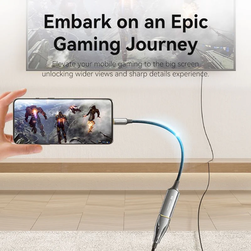 Vention Cotton Braided USB-C to HDMI™ 4K Converter 0.25M Black Zinc Alloy Type - Image 7