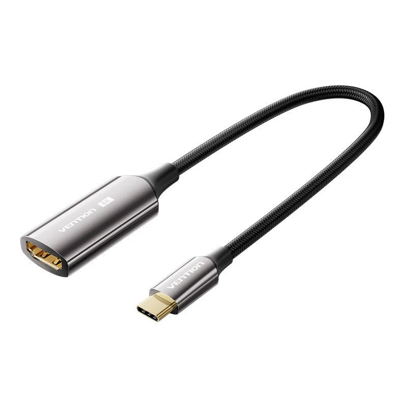 Vention Cotton Braided USB-C to HDMI™ 8K Converter 0.25M Black Zinc Alloy Type