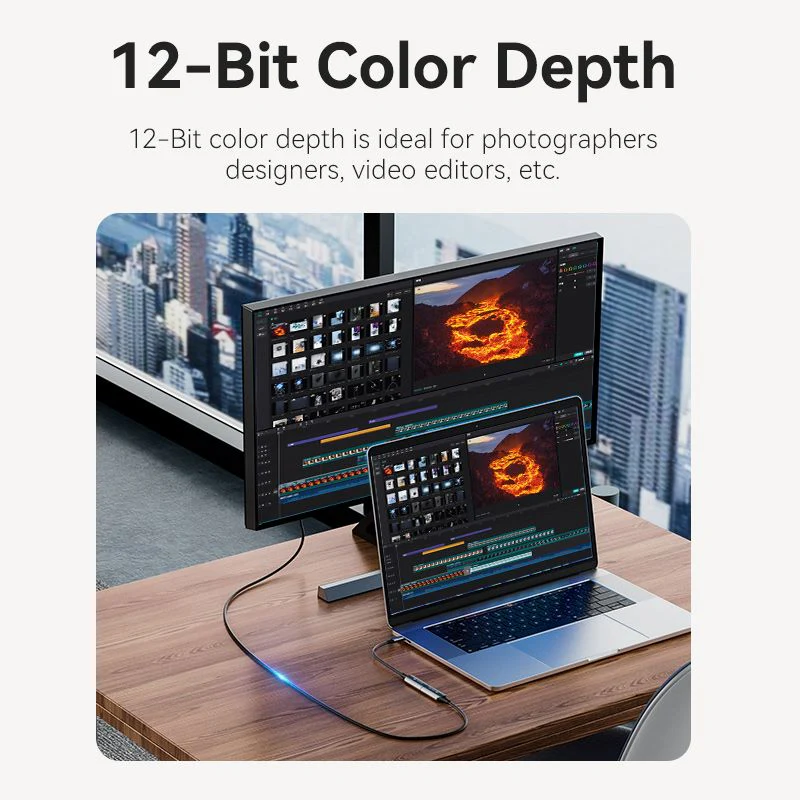 Vention Cotton Braided USB-C to HDMI™ 8K Converter 0.25M Black Zinc Alloy Type - Image 7