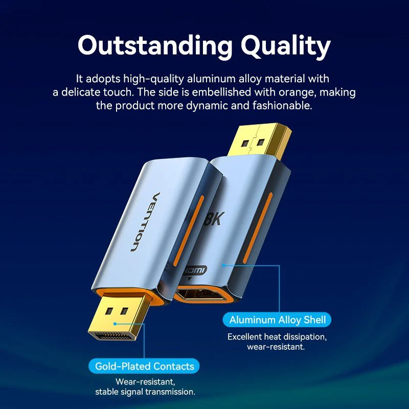 Vention DP Male to HDMI™-A Female 8K Adapter Gray Aluminum Alloy Type - Image 3