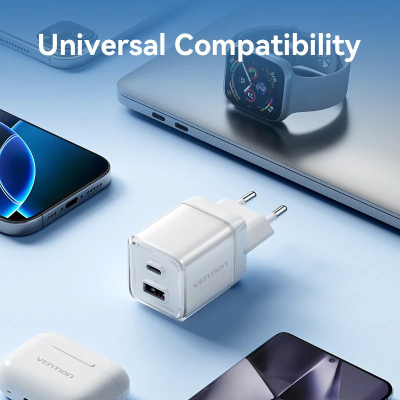Vention 2-Port USB (C + A) GaN Charger (30W/30W) EU-Plug - Image 11