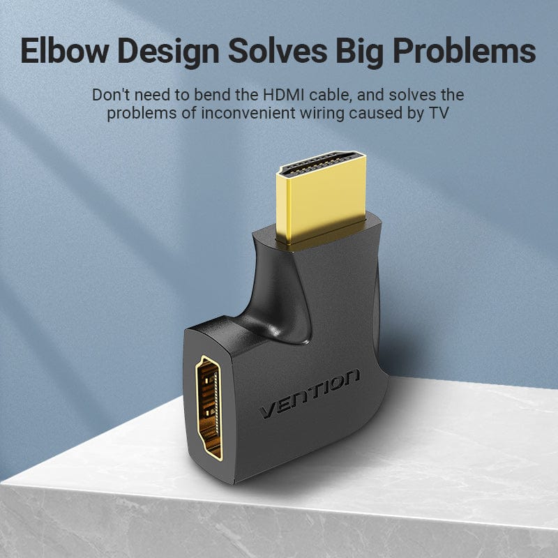 Vention HDMI™ 90 Degree Male to Female Vertical Flat Adapter Black - Image 3