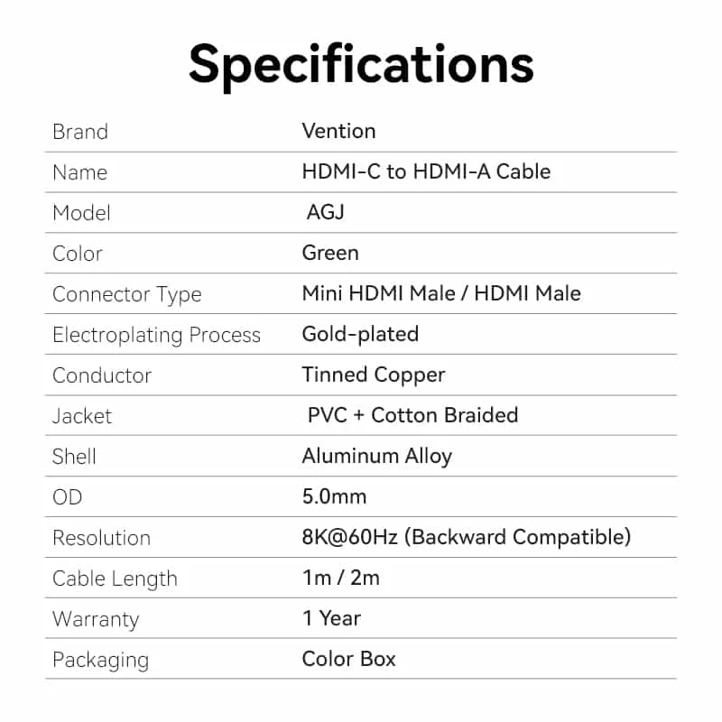 Vention HDMI™-C to HDMI™-A Cable - Image 17