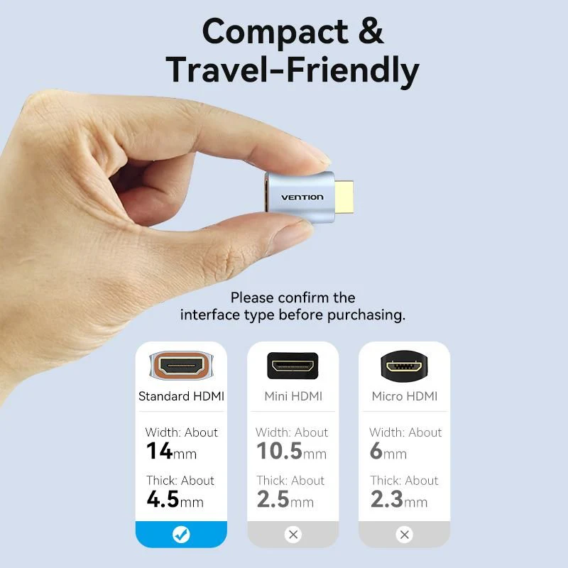 Vention HDMI™ Male to Female 8K Adapter Gray Aluminum Alloy Type - Image 10
