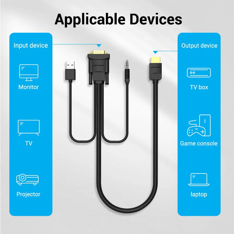 HDMI to VGA Cable HDMI™ Male to VGA Male Cable Audio Video Converter 1080P for PC TV Box Projector VGA to HDMI Cord - Image 12