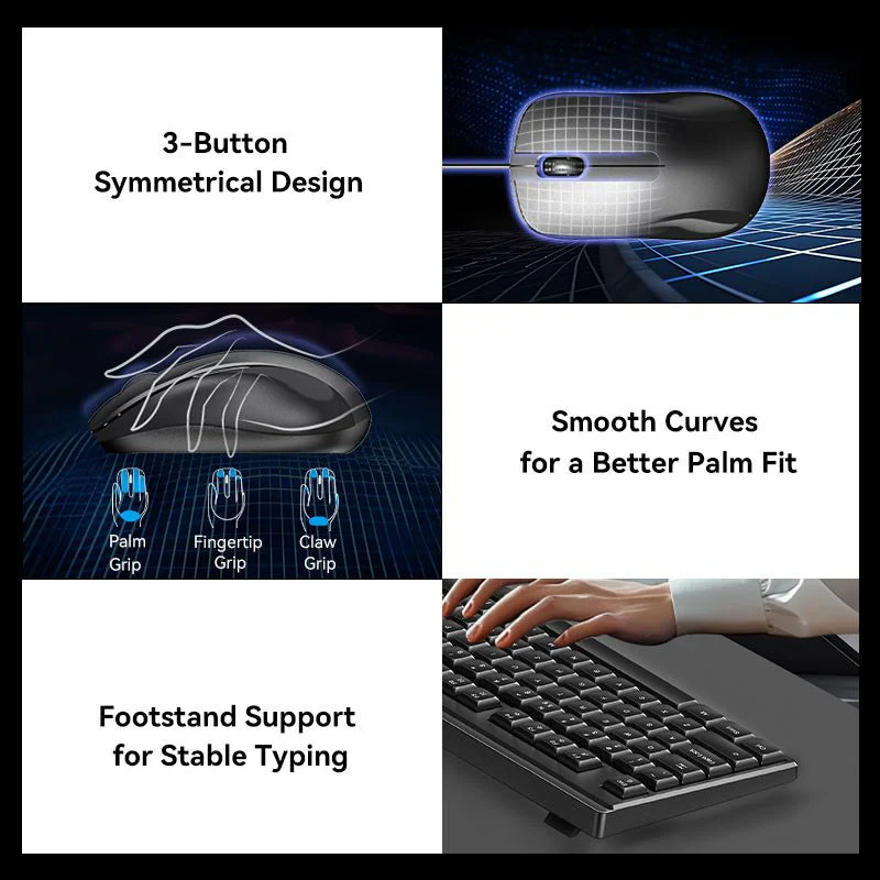 Vention USB Wired Full-Sized Silent Keyboard and Mouse Combo Black Slim Type - Image 11