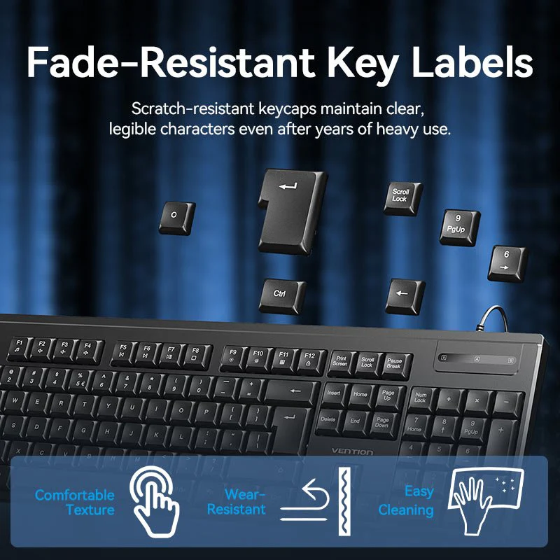 Vention USB Wired Full-Sized Silent Keyboard and Mouse Combo Black Slim Type - Image 13