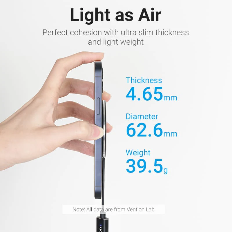 Vention Magnetic Wireless Charger 15W Ultra-thin Mirrored Surface Type 0.05M - Image 3
