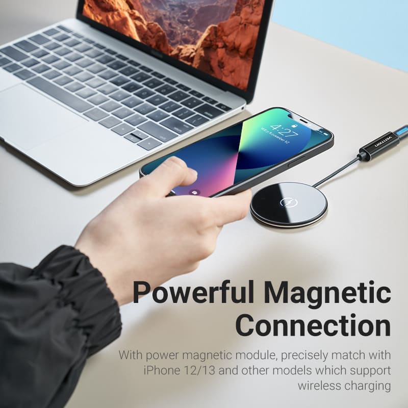 Vention Magnetic Wireless Charger 15W Ultra-thin Mirrored Surface Type 0.05M - Image 4