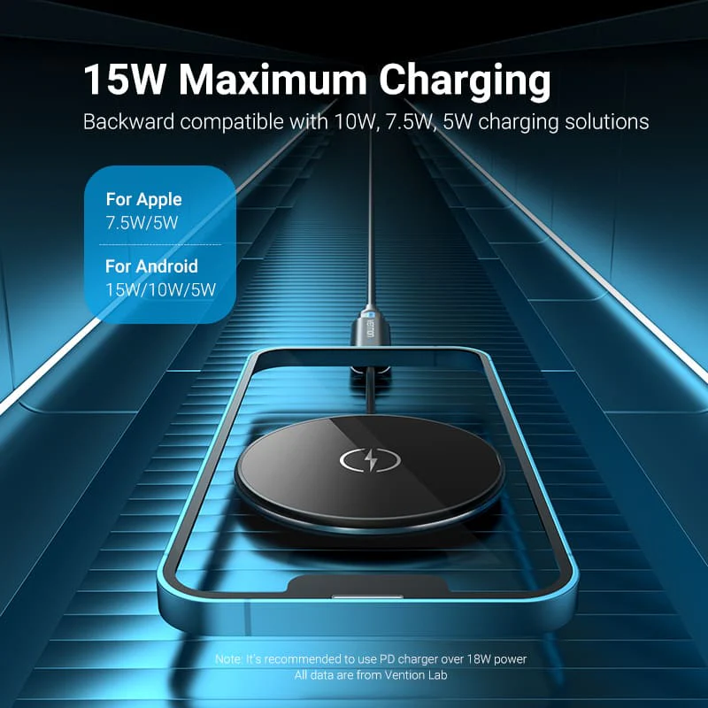Vention Magnetic Wireless Charger 15W Ultra-thin Mirrored Surface Type 0.05M - Image 6