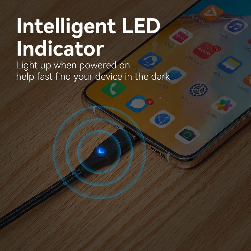 Vention Nylon Braided USB 2.0 C Male to C Male 3A Cable LED Type - Image 3