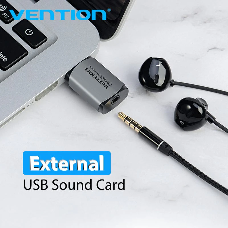 Vention USB External Sound Card Gray Metal Type (OMTP-CTIA) - Image 4