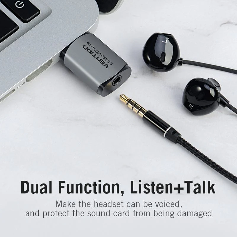 Vention USB External Sound Card Gray Metal Type (OMTP-CTIA) - Image 6