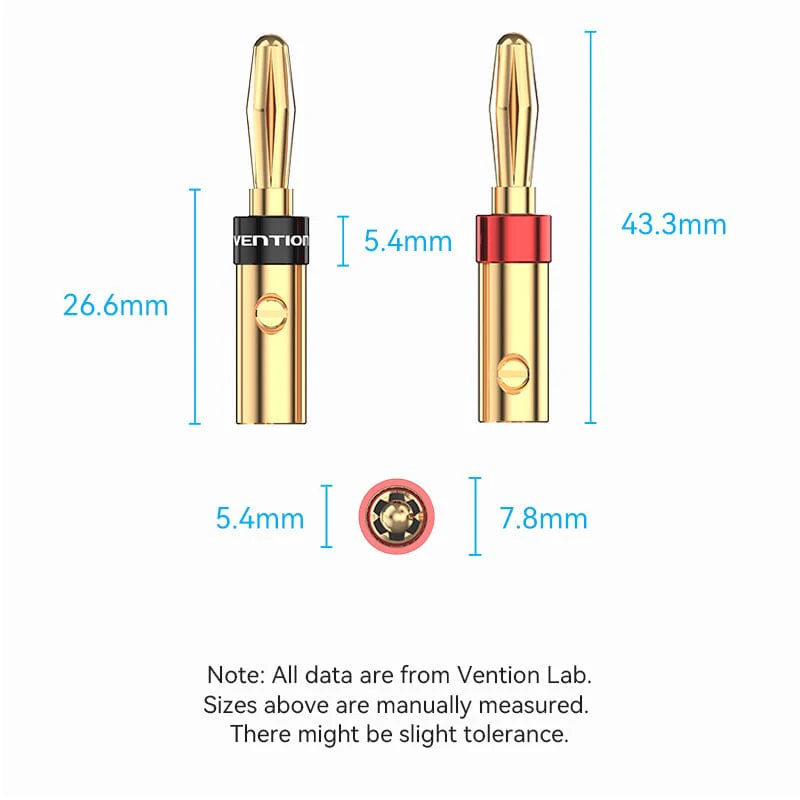 Vention Speaker Banana Plugs Gold Plated 1 Pair - Image 12
