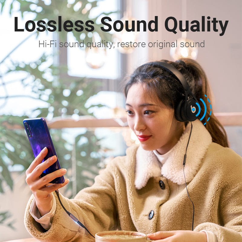 Vention Cotton Braided USB-C Male to 3.5MM Earphone Jack Adapter Aluminum Alloy Type - Image 4