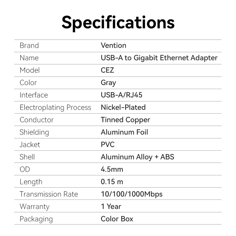 Vention USB-A to Gigabit Ethernet Adapter - Image 16