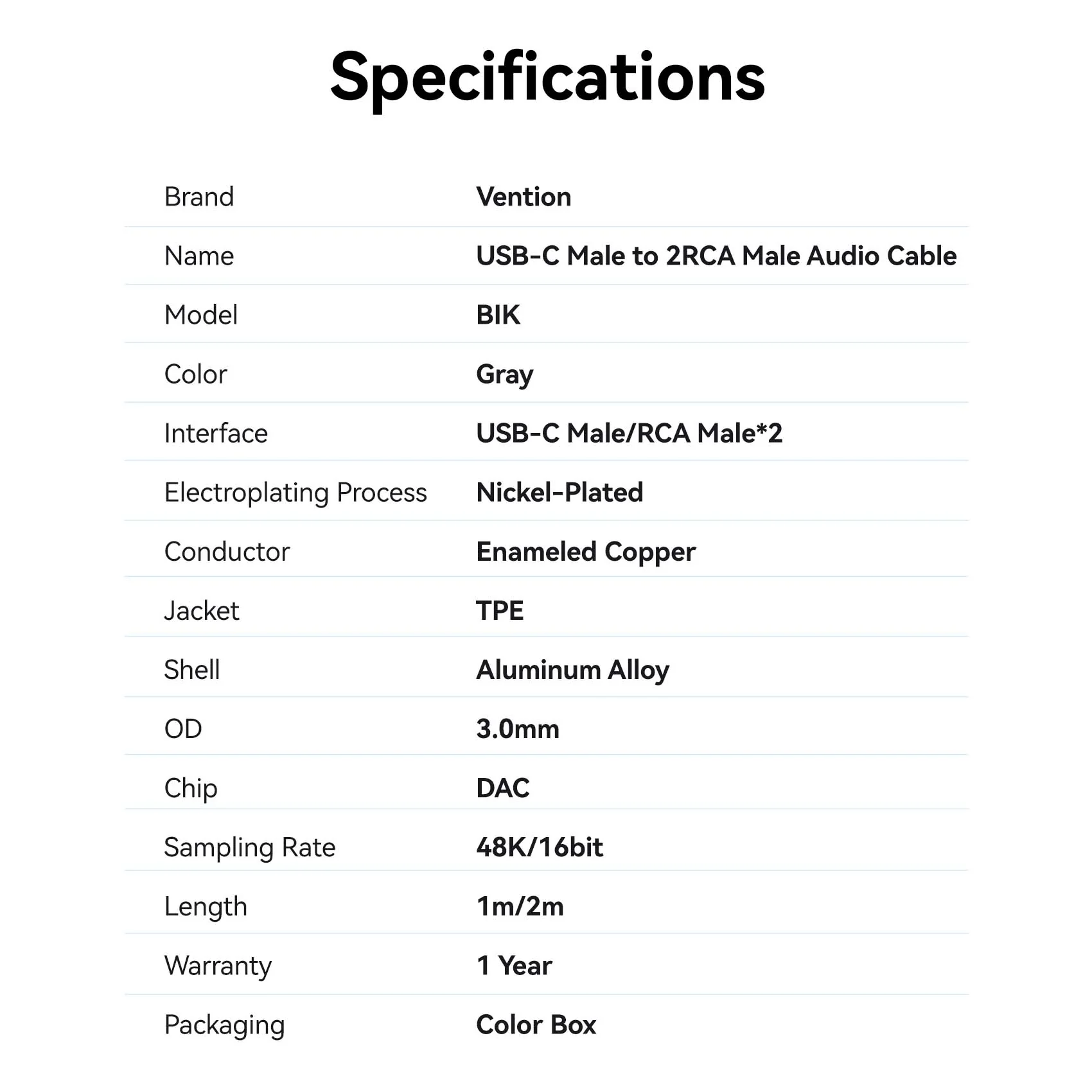 Vention USB-C Male to 2RCA Male Audio Cable - Image 11
