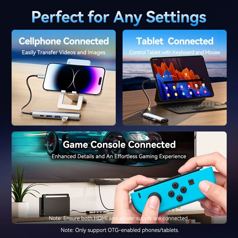 Vention USB-C to HDMI™/USB 3.0*3/PD Docking Station 0.15M Gray Aluminum Alloy Type - Image 11