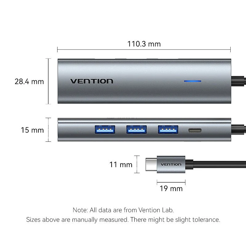 Vention USB-C to HDMI™/USB 3.0*3/PD Docking Station 0.15M Gray Aluminum Alloy Type - Image 14