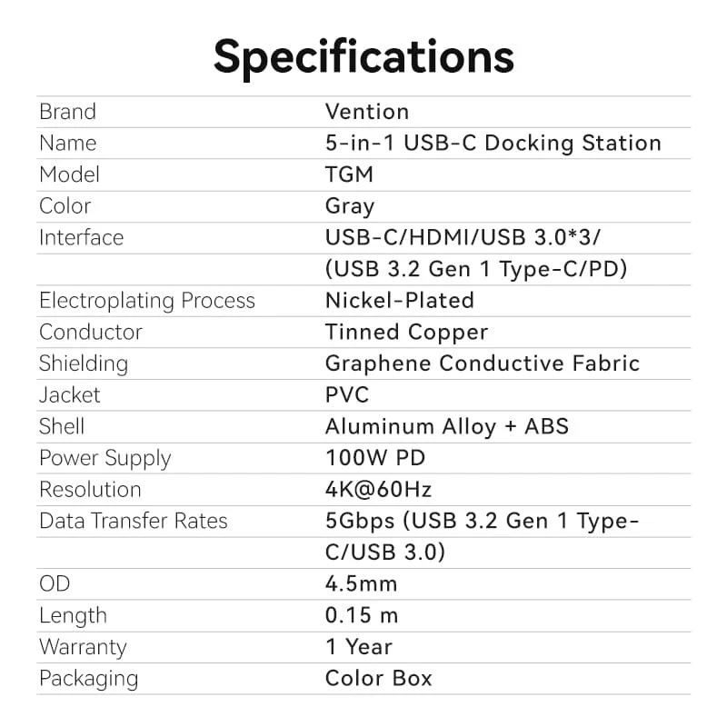 Vention 5-in-1 USB-C Docking Station - Image 13