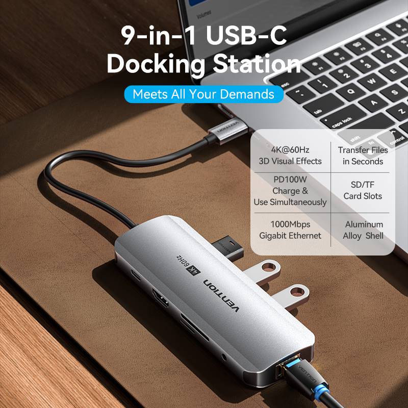 Vention 9-in-1 USB-C Docking Station - Image 2