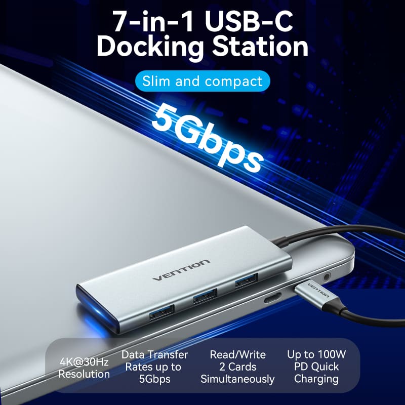 Vention 7-in-1 USB-C Docking Station - Image 2