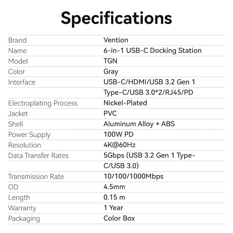Vention 6-in-1 USB-C Docking Station - Image 14